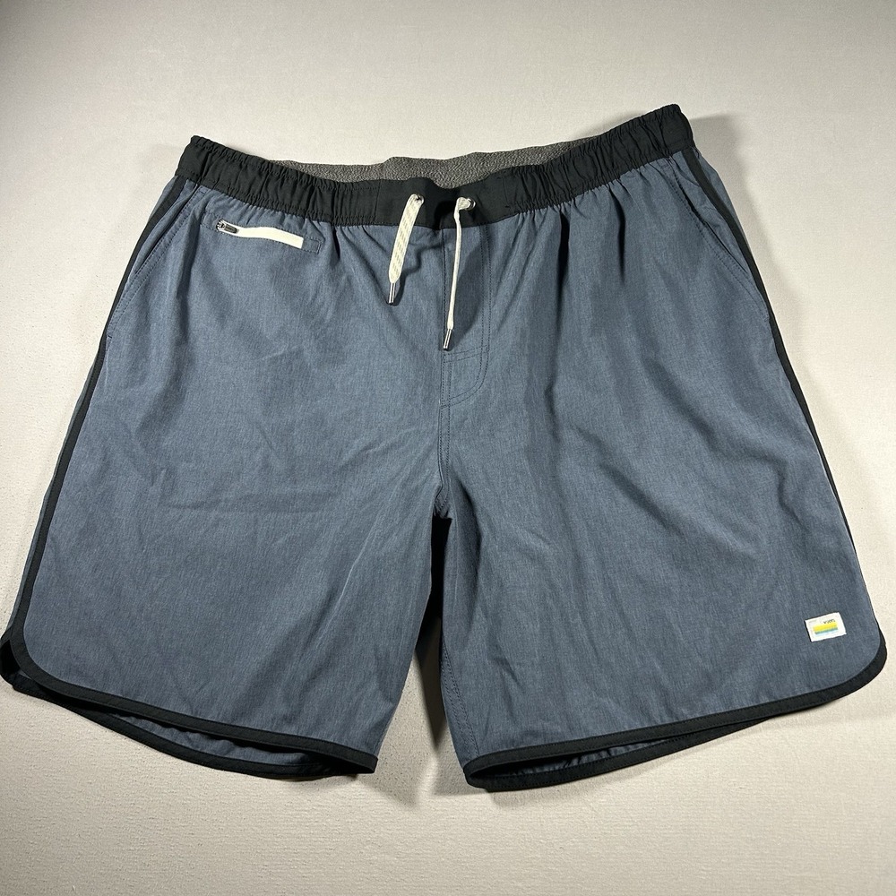 Vuori Banks Shorts Mens XXL Blue Gray V330 Athletic 7in Stretch Zip Pocket
